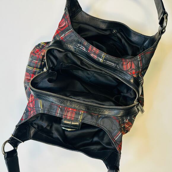 Vintage Y2K Coach Soho Lynn Pleated Tartan Plaid Buckle-Flap Hobo Shoulder Bag - Picture 8 of 10